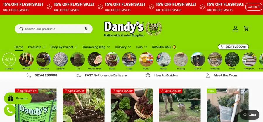 Homepage of the Dandy's online store